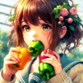 野菜を食べる少女 4枚目