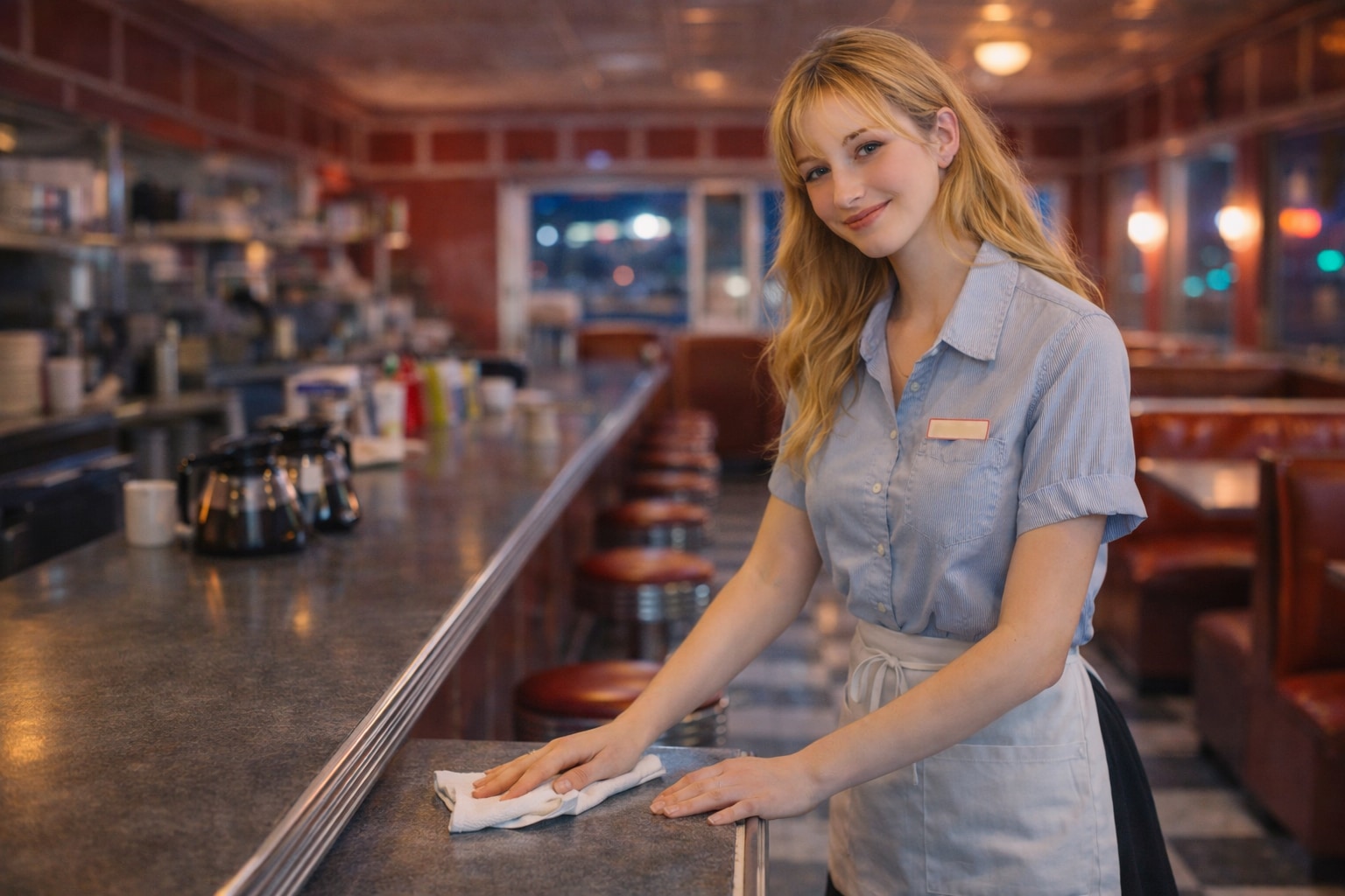 アメリカンダイナーのウェイトレス（夜） | の人気AIイラスト・グラビア