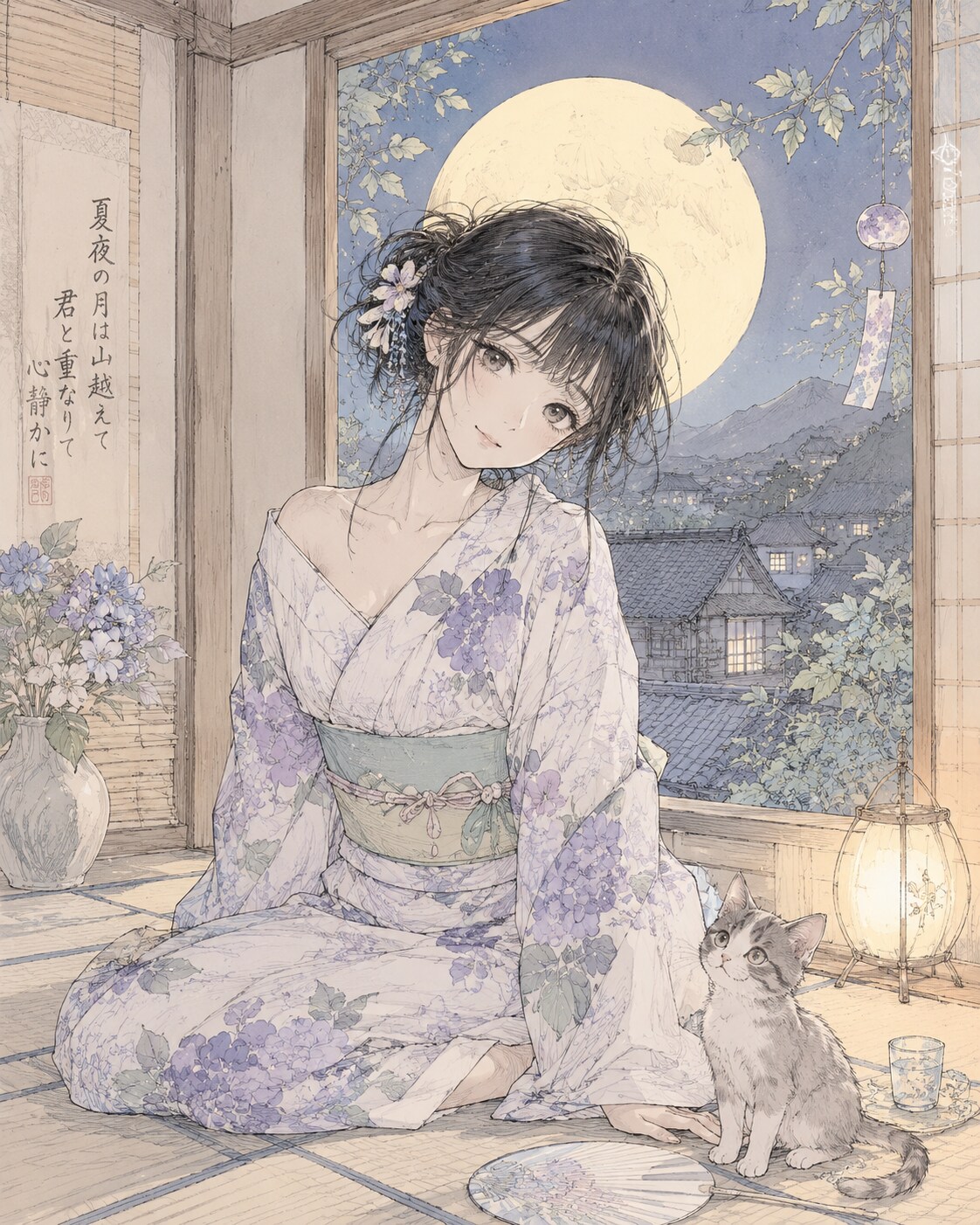 京町家、月夜 | の人気AIイラスト・グラビア