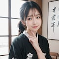 手紙を書く着物の女性 5枚目