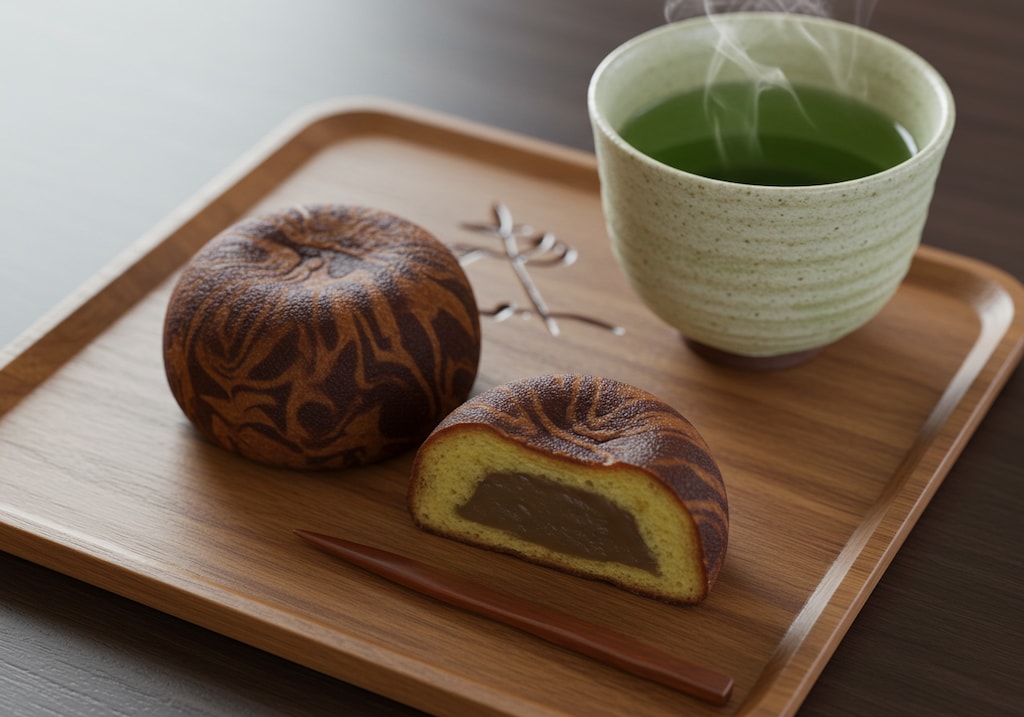 デザートのマーブル模様饅頭