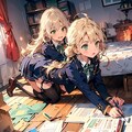 勉強するヤスミン三姉妹 3枚目