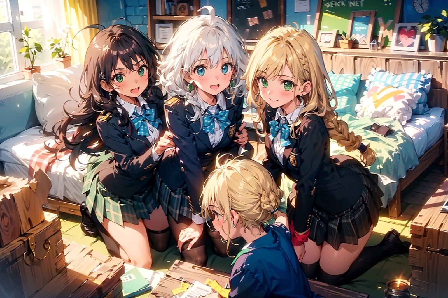 勉強するヤスミン三姉妹