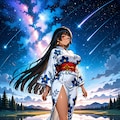 星空と浴衣 2枚目