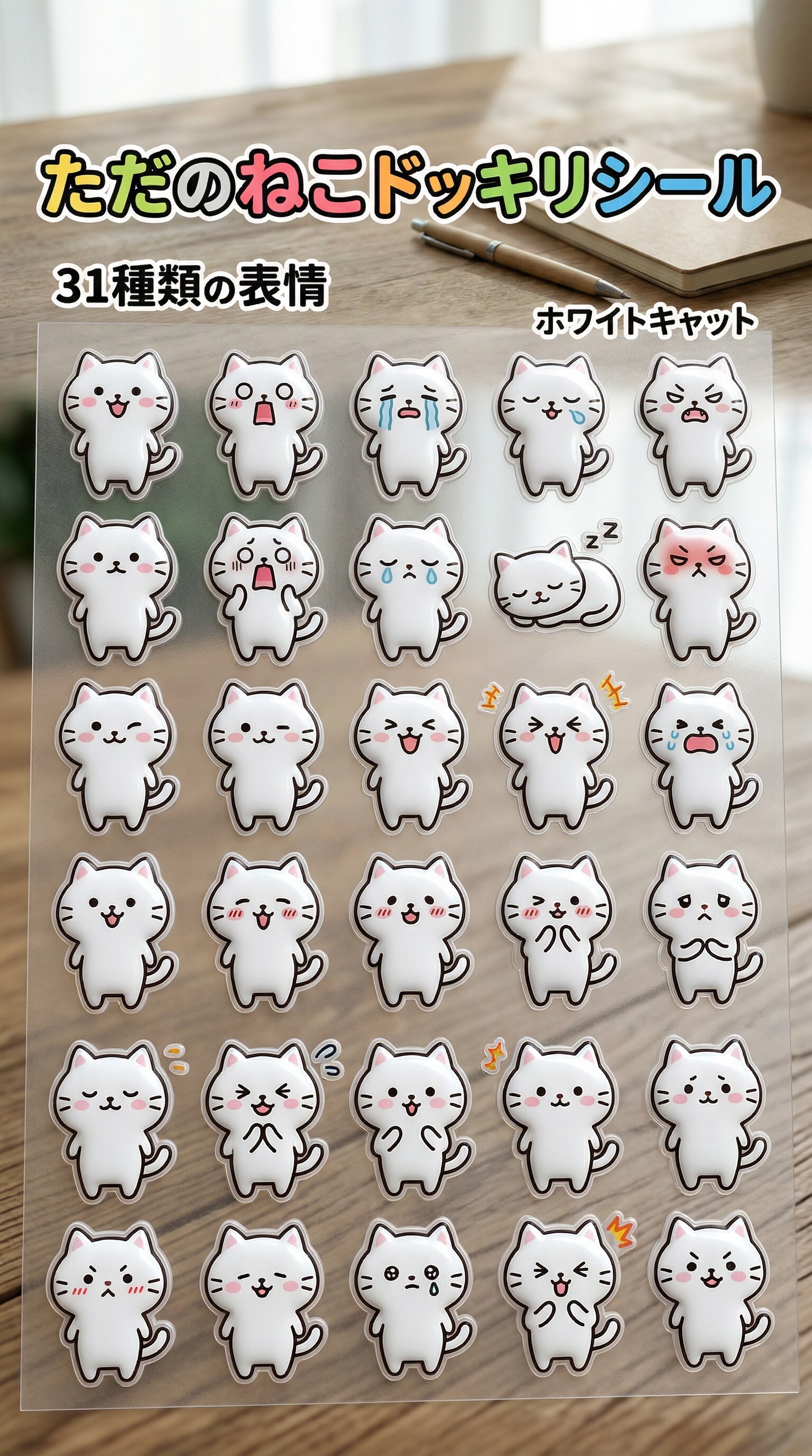 ただのねこぷっくりシール