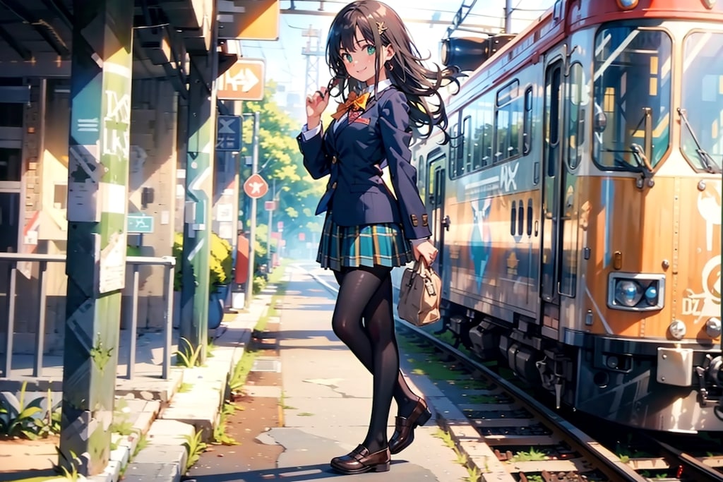 ブレザーと駅