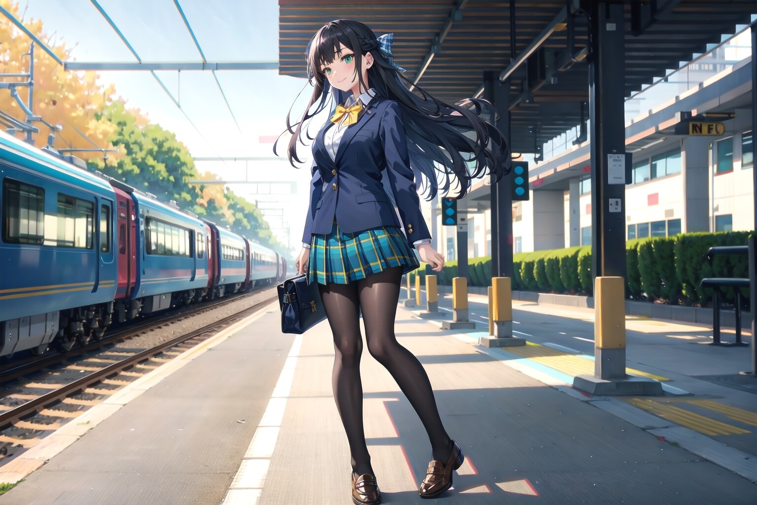 ブレザーと駅 | の人気AIイラスト・グラビア