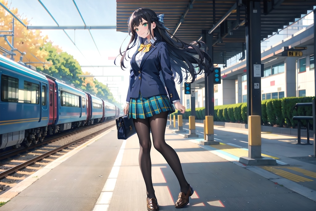ブレザーと駅