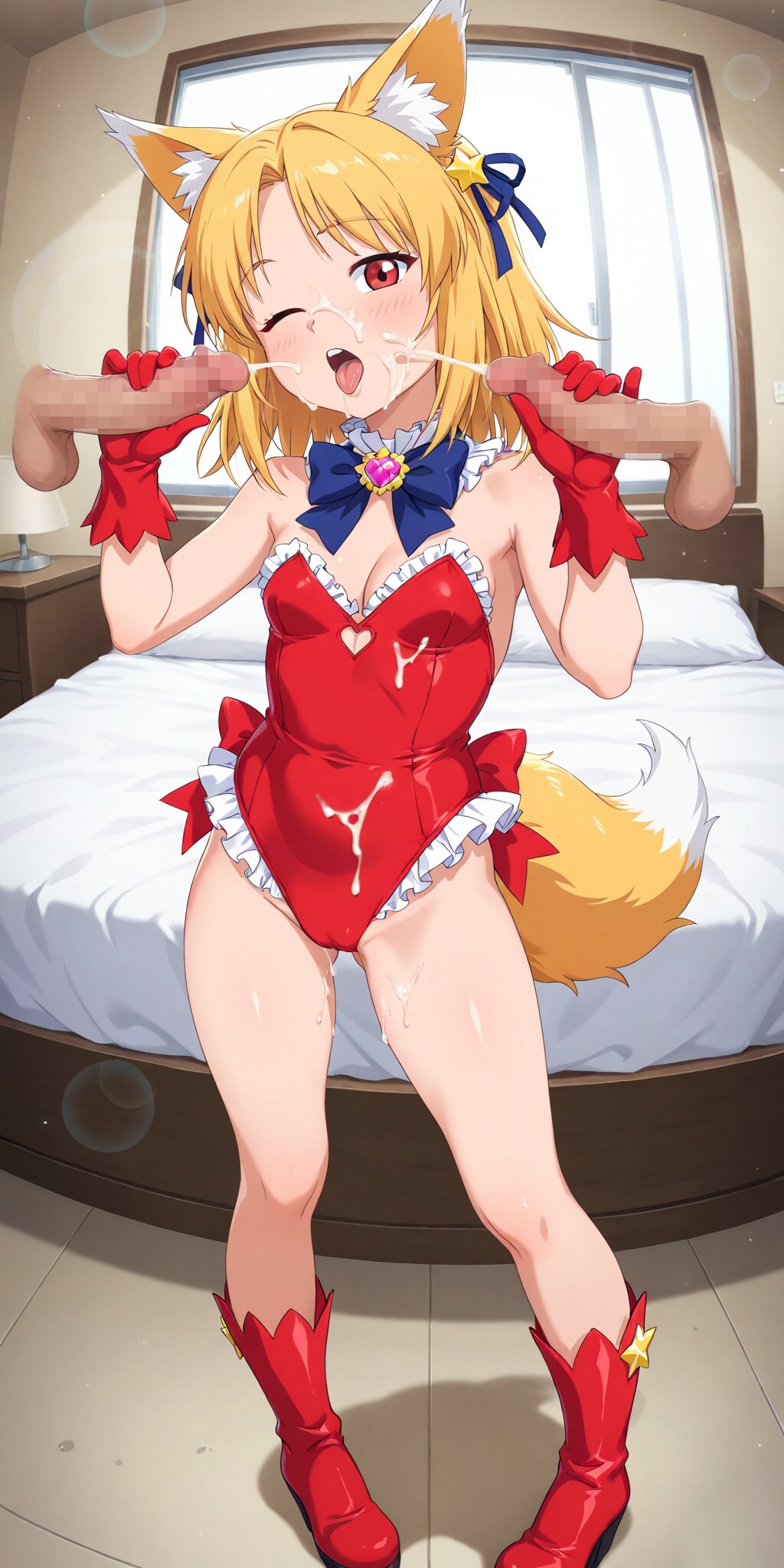 狐娘の手袋コキ