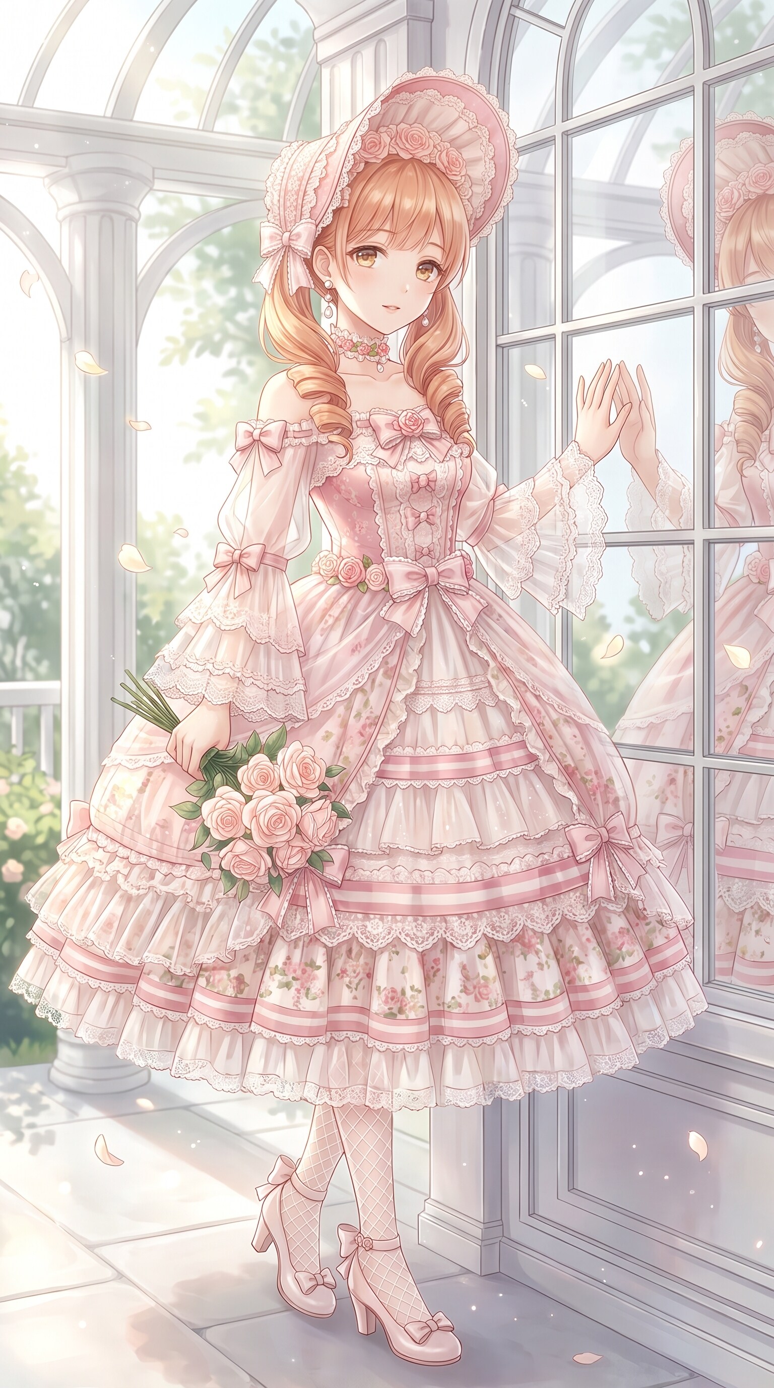 薔薇窓辺の桃姫 | の人気AIイラスト・グラビア