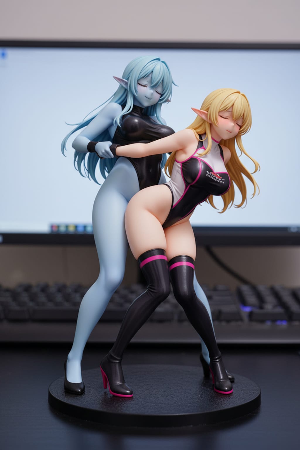 作戦失敗と裏切りは即粛清！・・非情の組織内粛清用ハイレグ女戦闘員に処分される金髪のハイレグ女戦闘員💦（フィギュアでやられシリーズ）