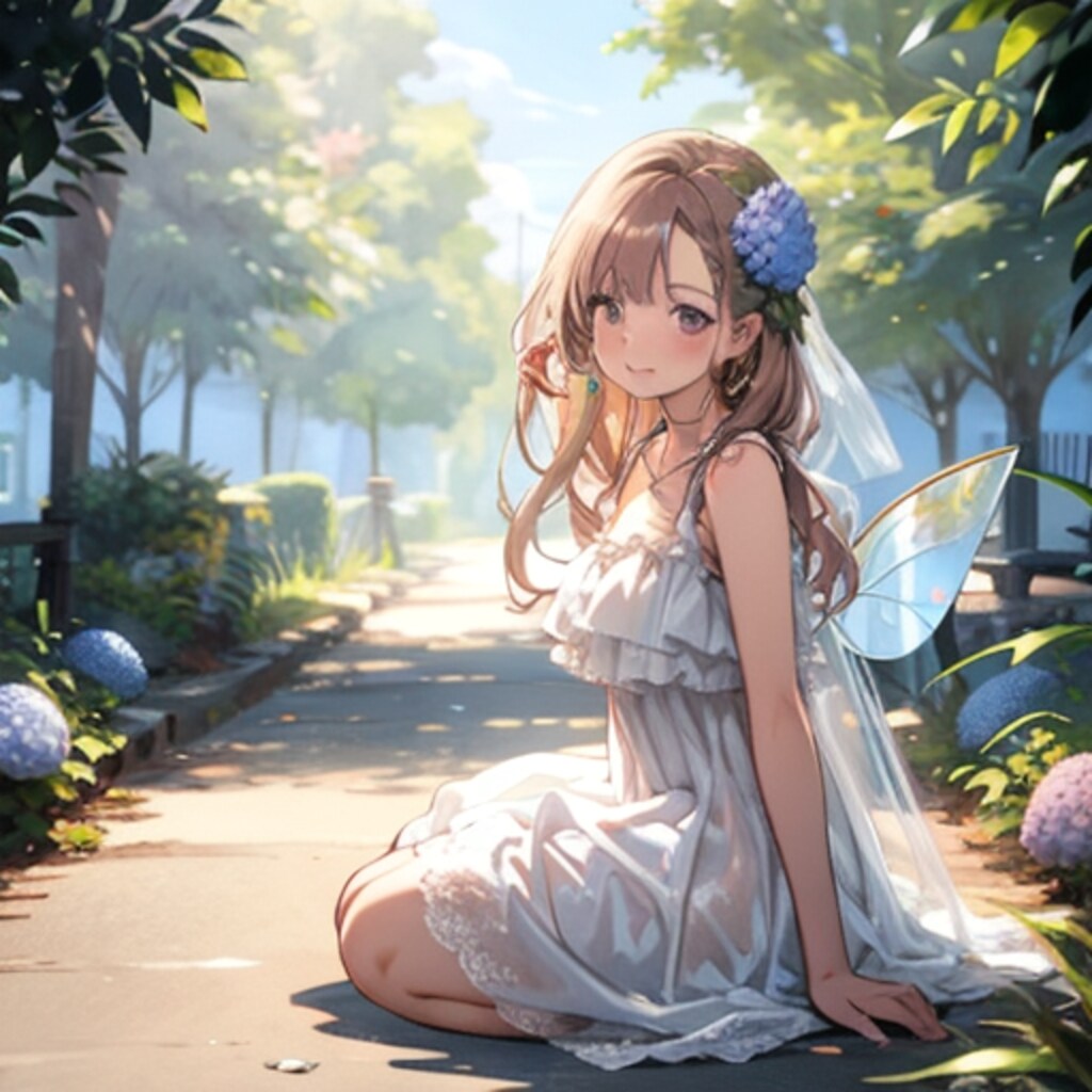 妖精さんと紫陽花と