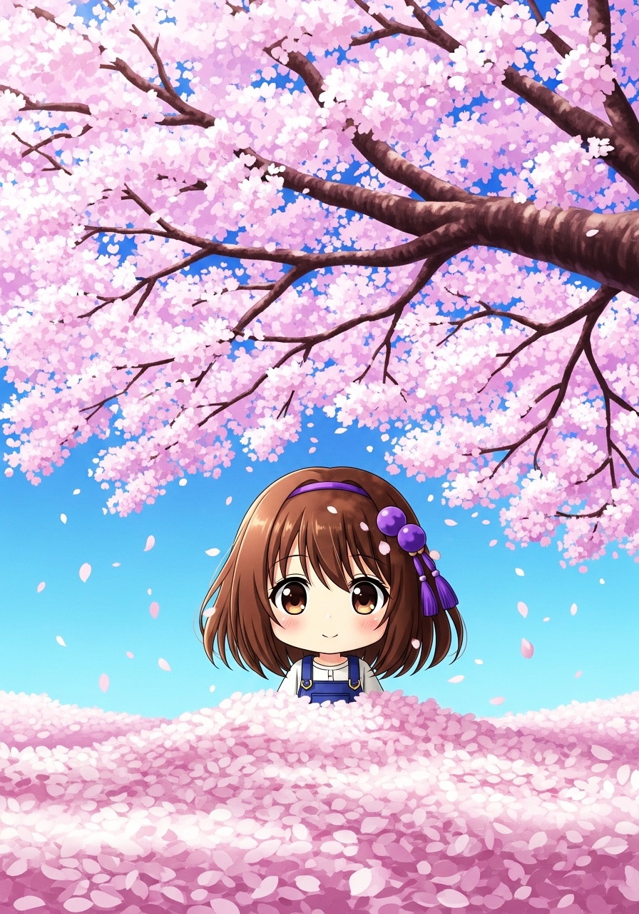 桜に埋もれるスミレちゃん | の人気AIイラスト・グラビア