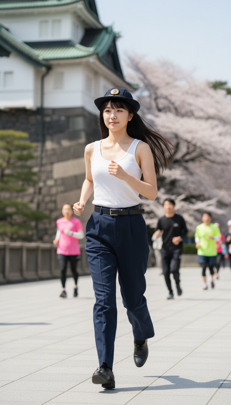 Gemini実写特集　かっこかわいい婦警姫神英梨菜の皇居ランニング