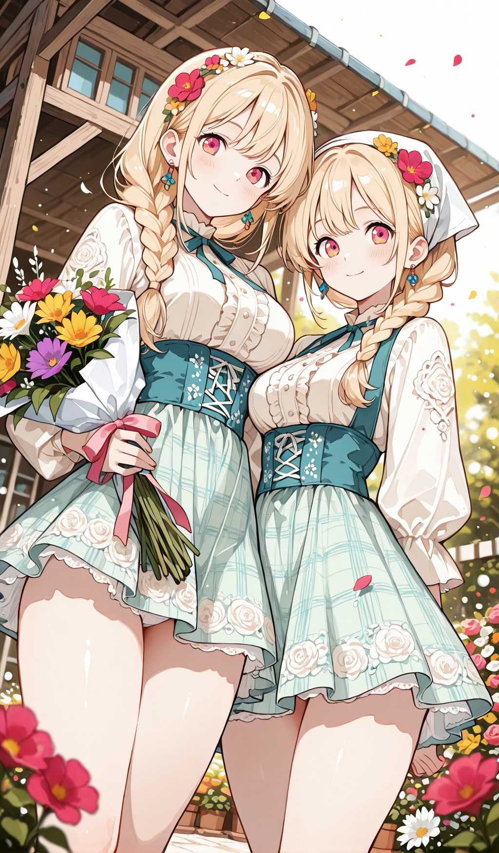 双子のお花屋さん開店 | の人気AIイラスト・グラビア