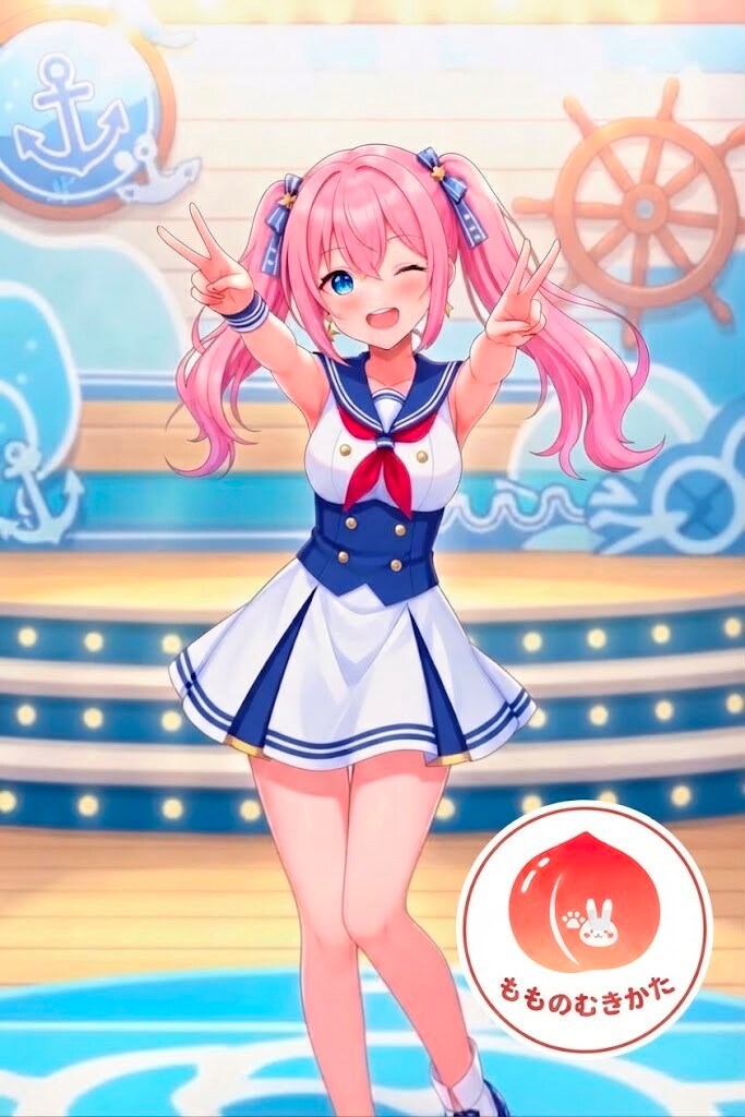 【看板娘】爽やかマリンのアイドル・桃華ちゃん♡ | の人気AIイラスト・グラビア