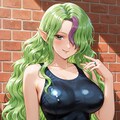 黒のワンピース水着のミザリィさん 2枚目