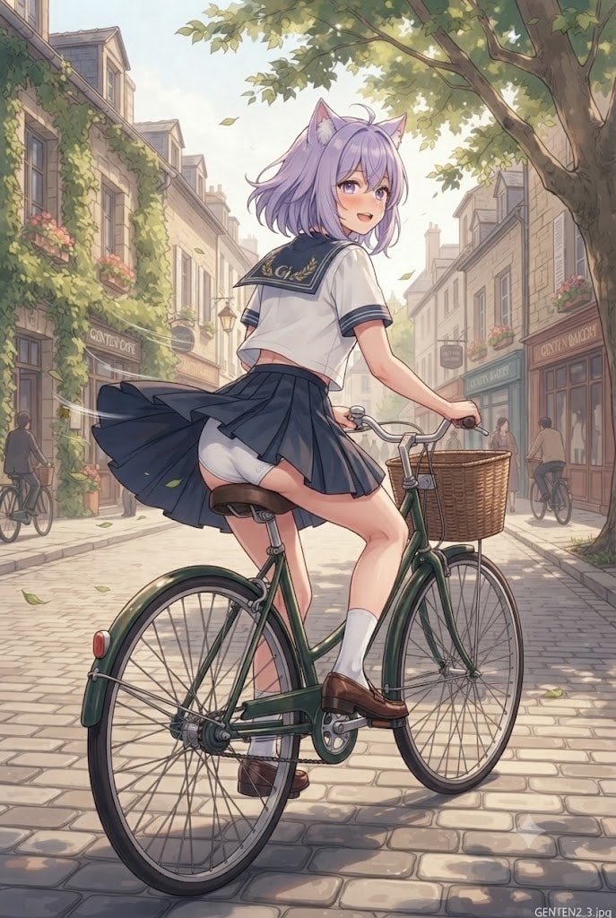 自転車とパンチラとセーラーシス