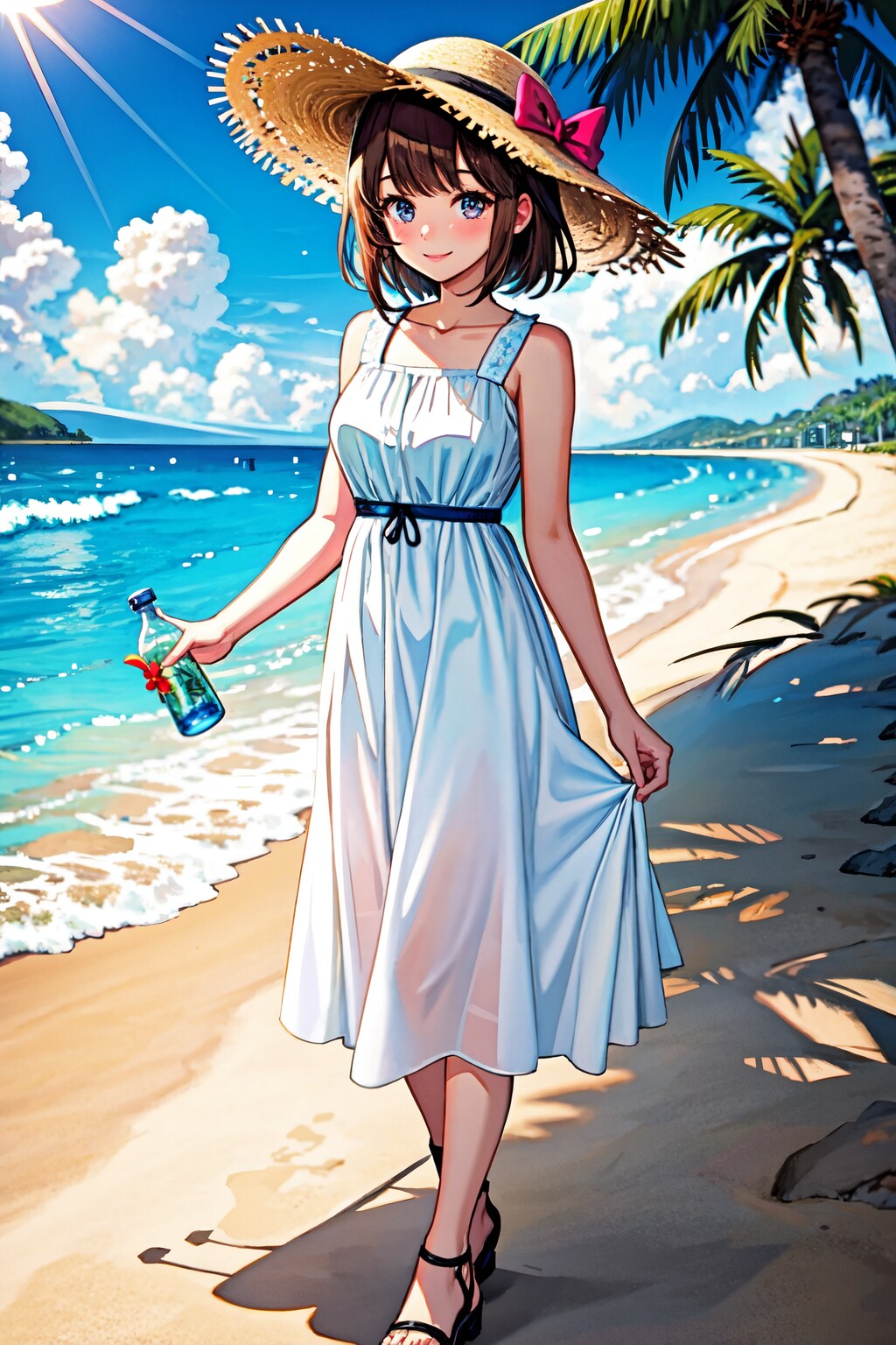 浜辺でメッセージボトル拾いました。（ちょっと生成の実験を兼ねて）