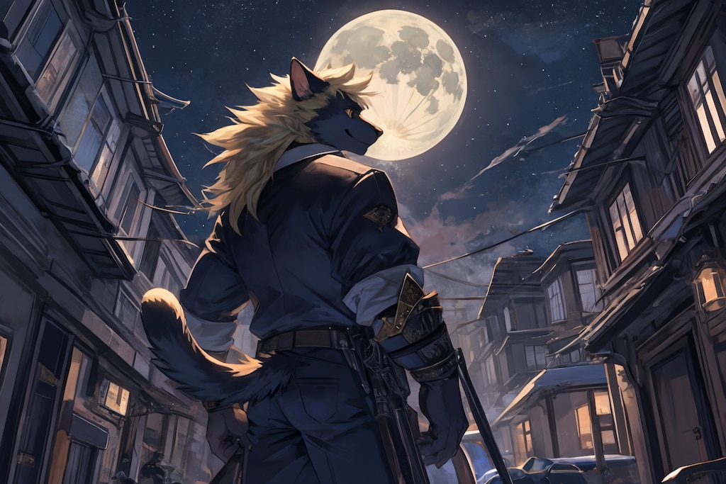 月に照らされる