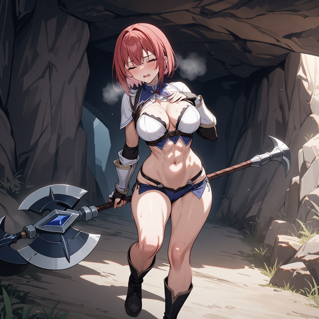 疲労した女戦士