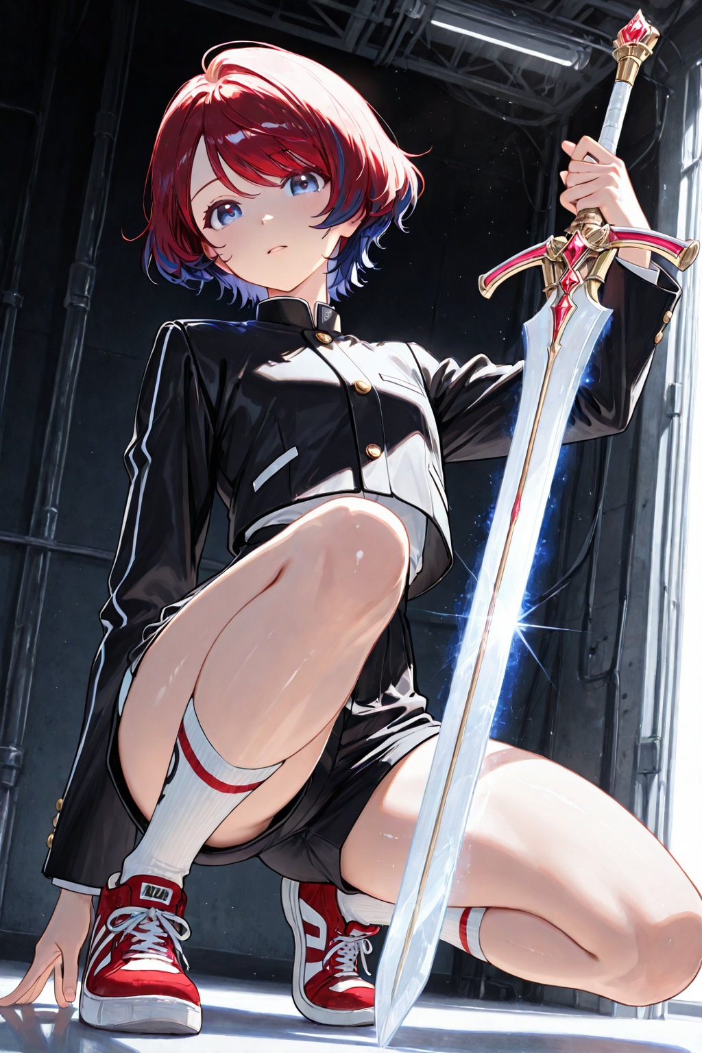 美少年剣士のしゃがみポーズ