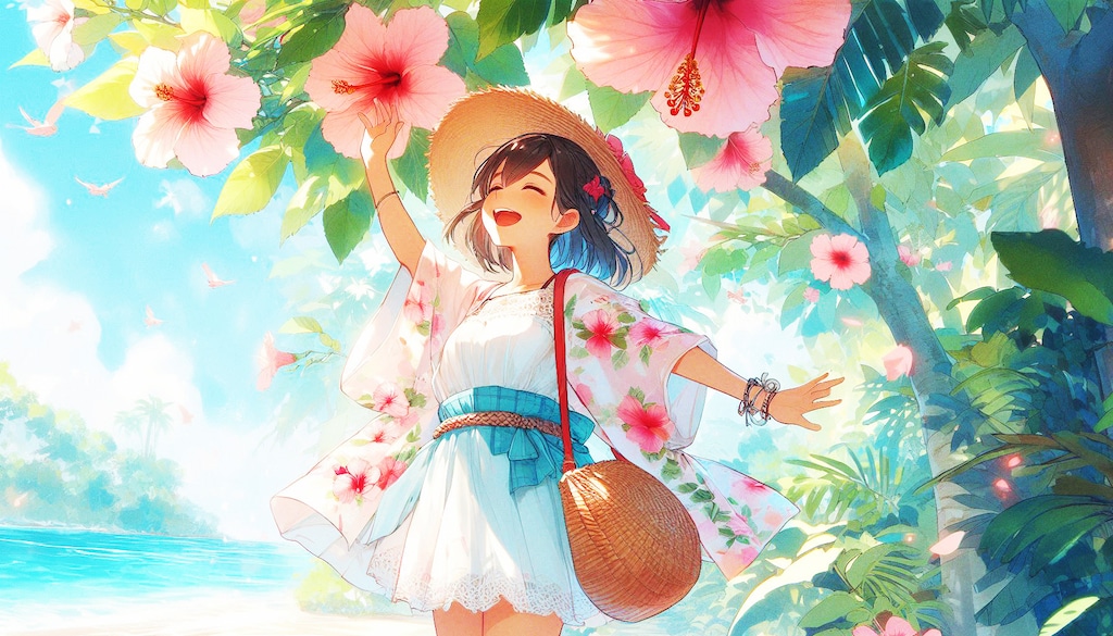 少女/ハイビスカス