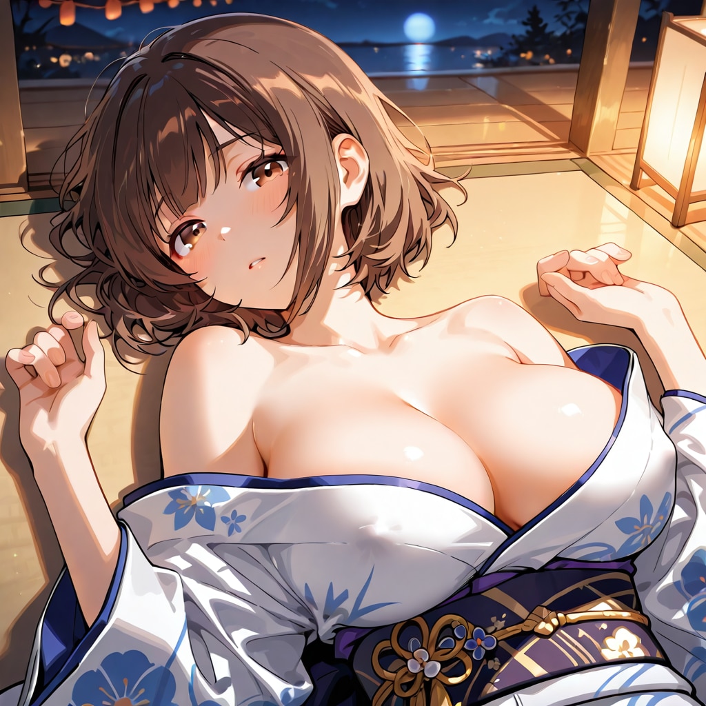 はだけた浴衣3