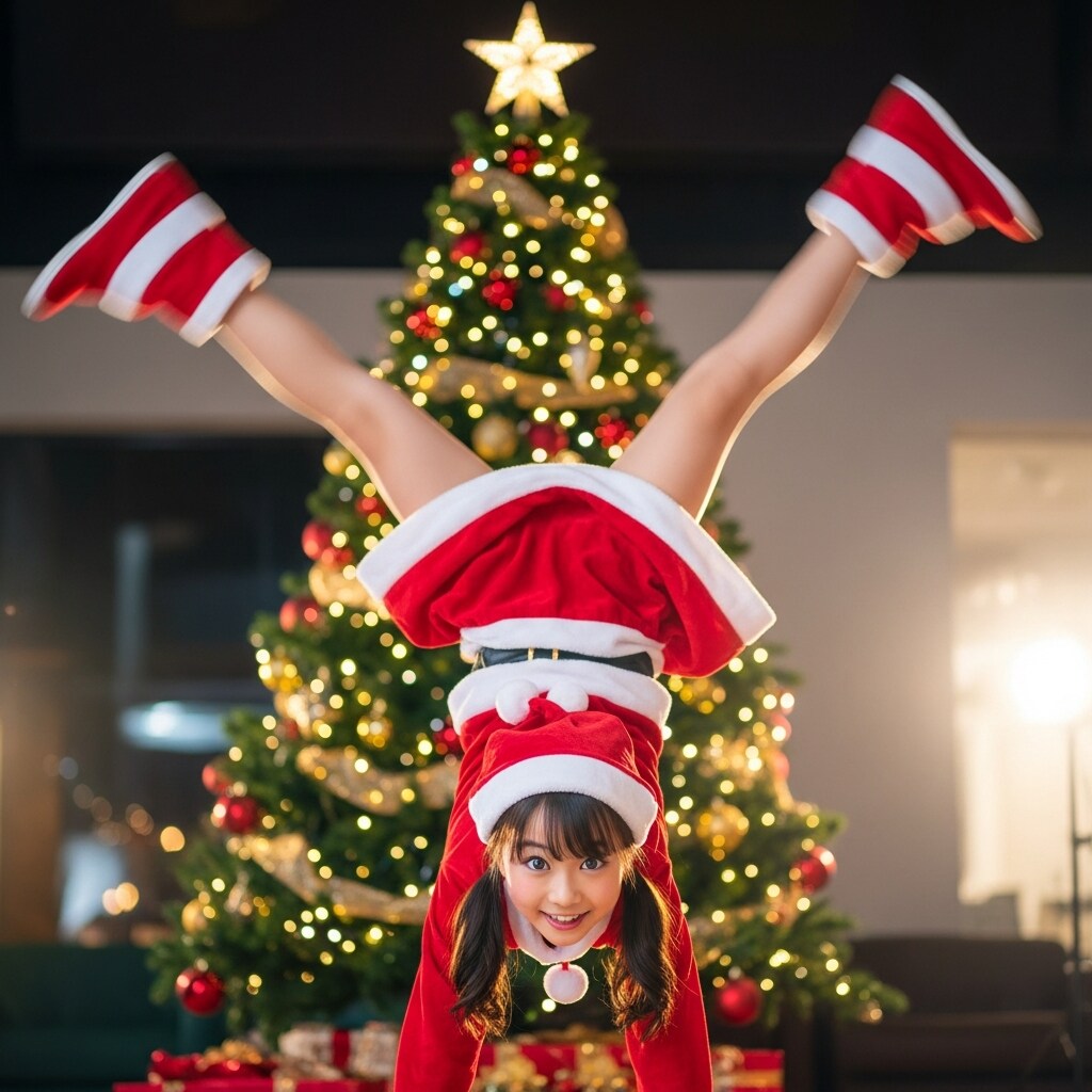 逆立ちサンタ４ | の人気AIイラスト・グラビア