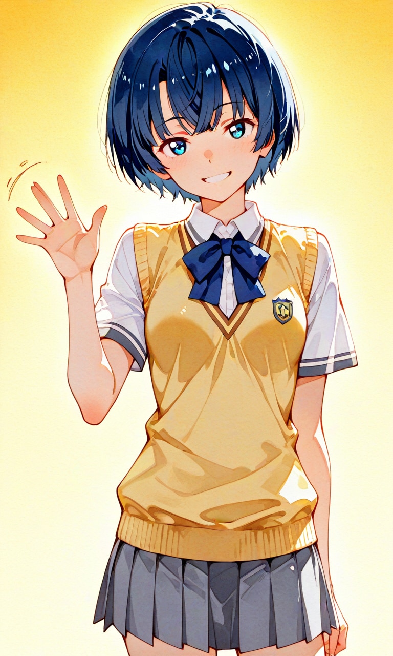 手を振る柑菜ちゃん
