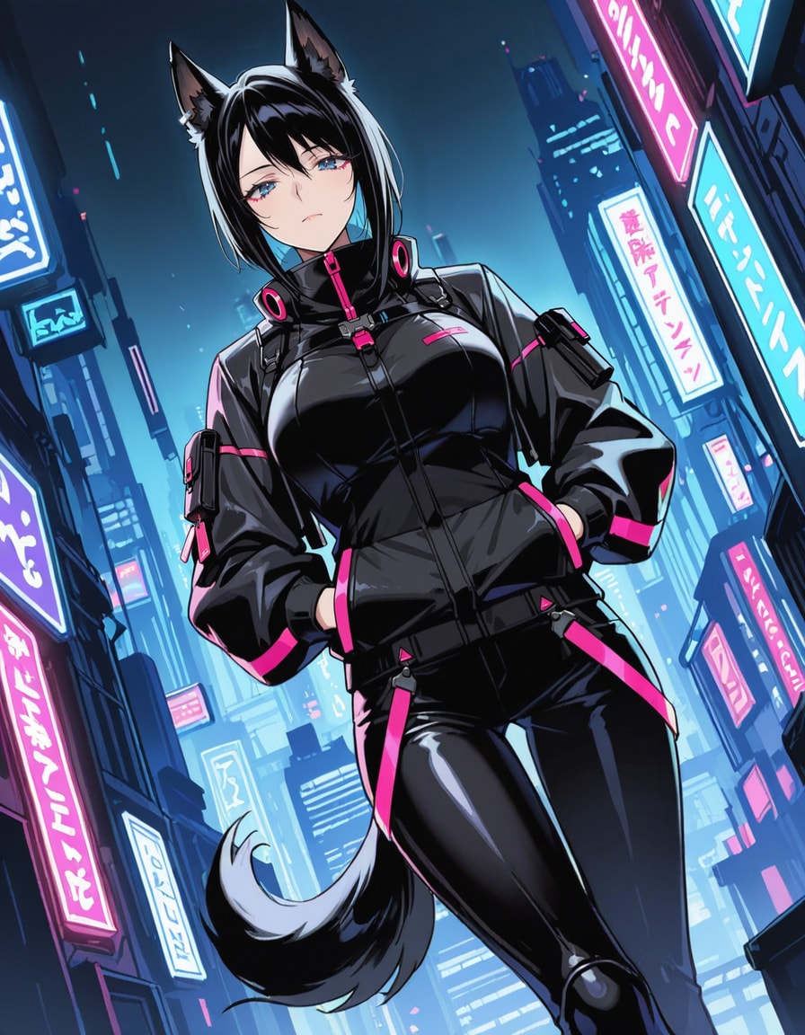 今日のわん娘 #31 「サイバーパンクわん娘」 | の人気AIイラスト・グラビア