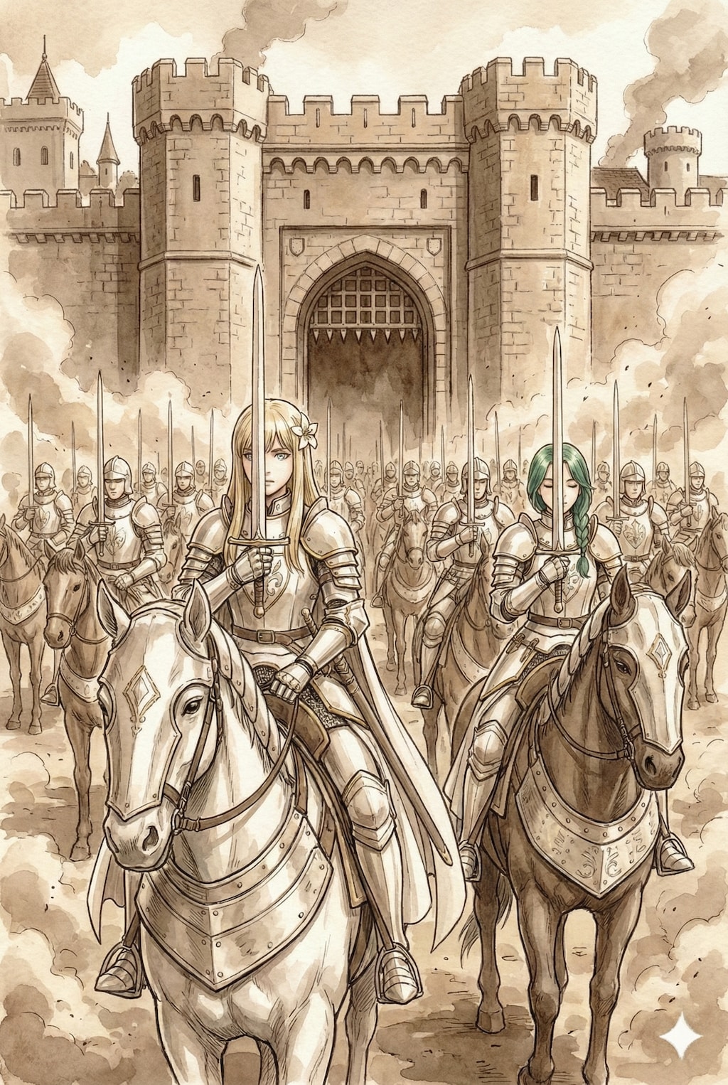 終わらせてくれかけた巨獣を追って。向かう先はとある女王国。白百合騎士団が守る国