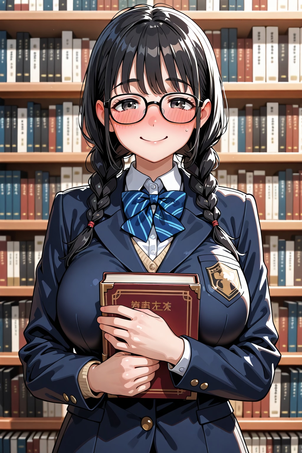 図書室とメガネ少女（MOKA） | の人気AIイラスト・グラビア