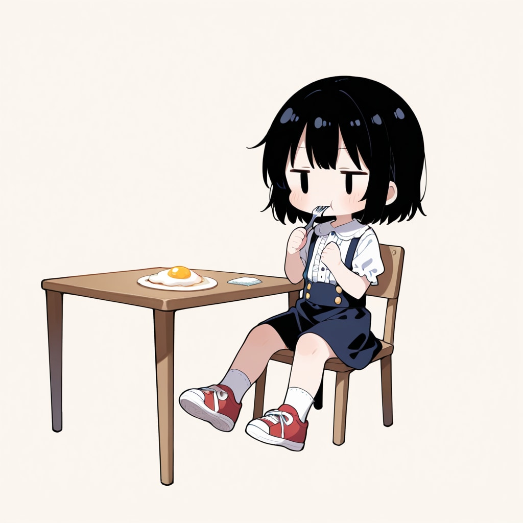 目玉焼きを食べる