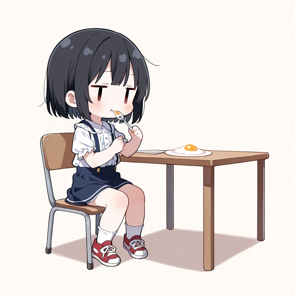 目玉焼きを食べる