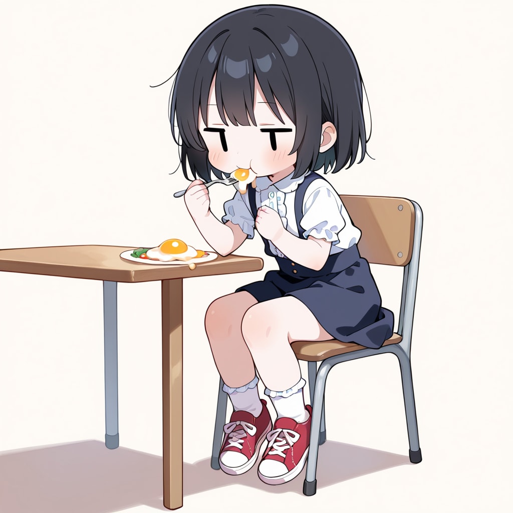 目玉焼きを食べる