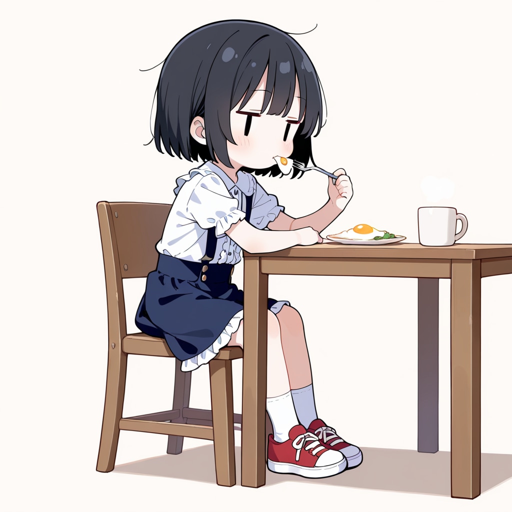 目玉焼きを食べる