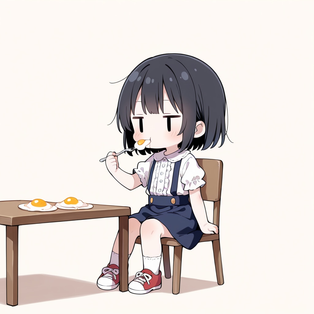 目玉焼きを食べる