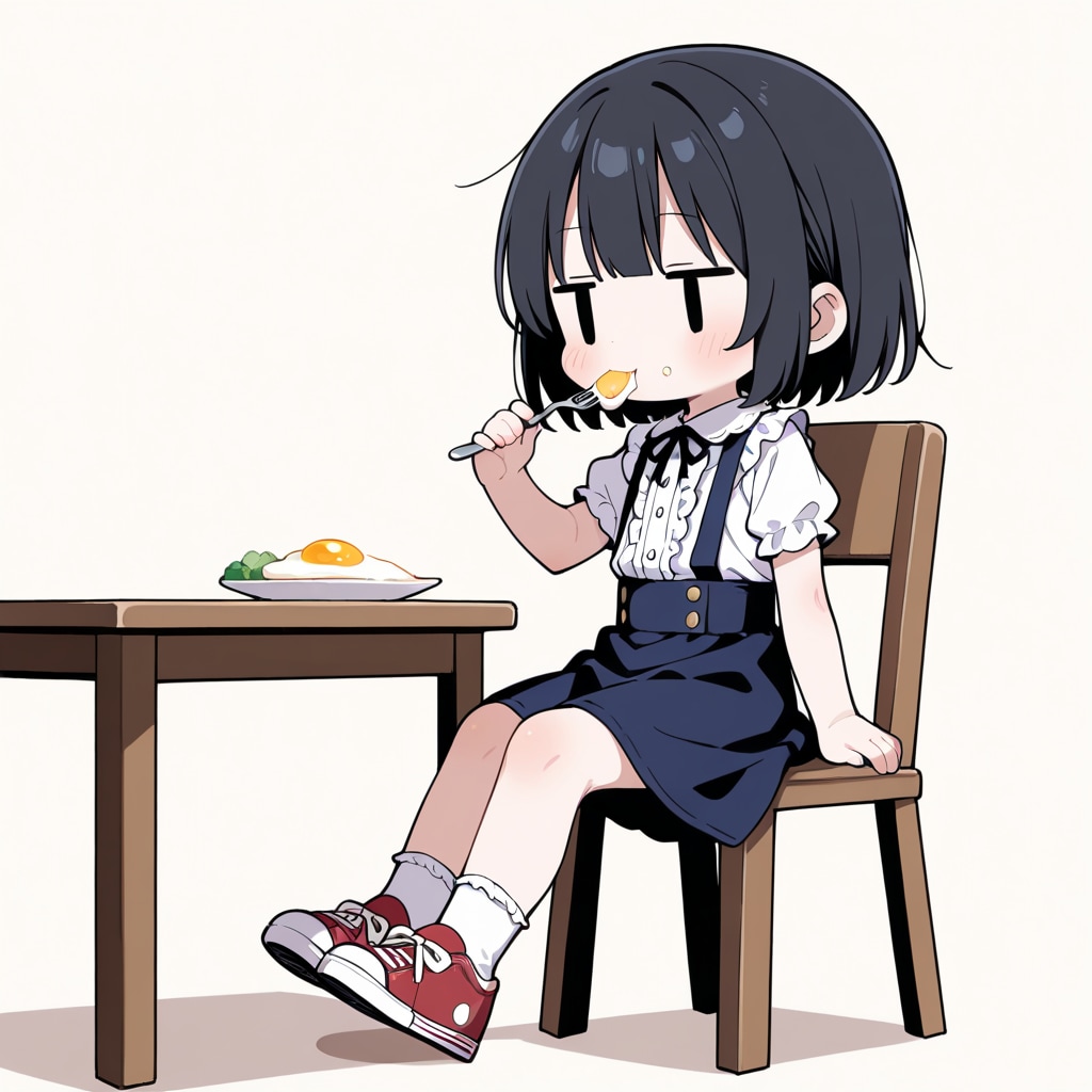 目玉焼きを食べる