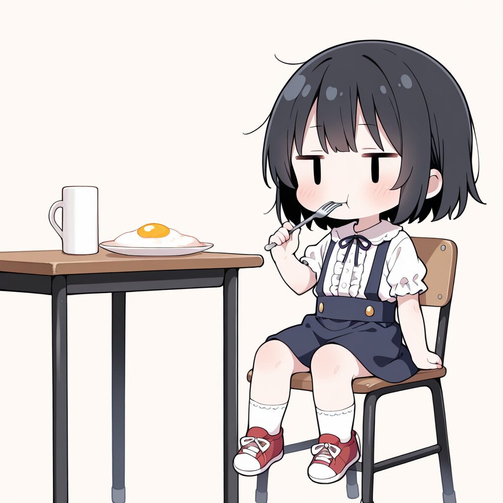 目玉焼きを食べる
