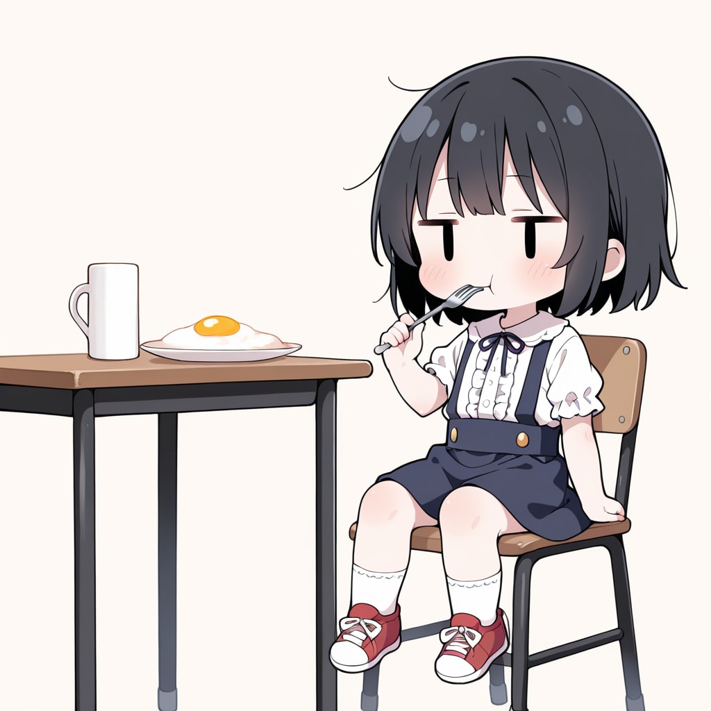 目玉焼きを食べる