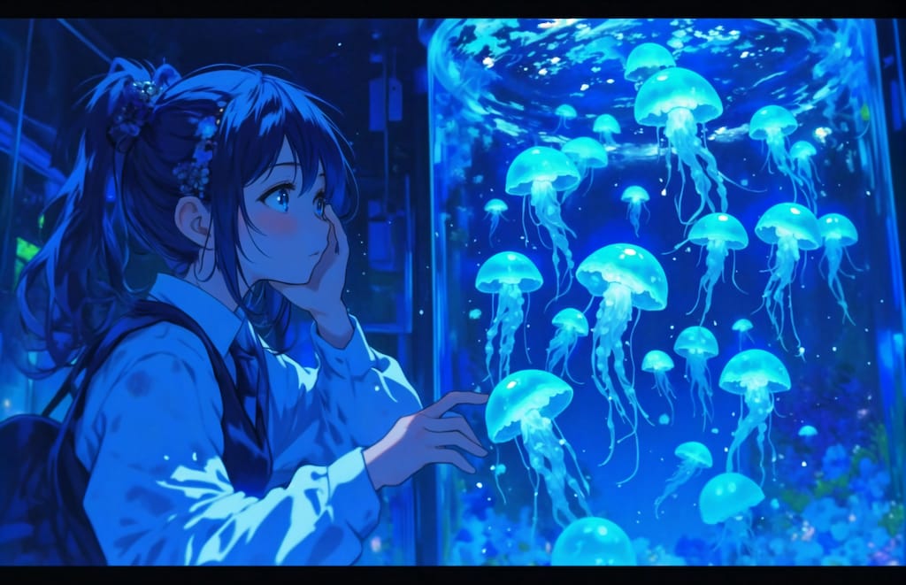 Blue light Jellyfish