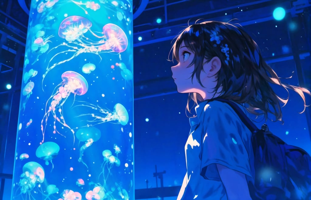 Blue light Jellyfish