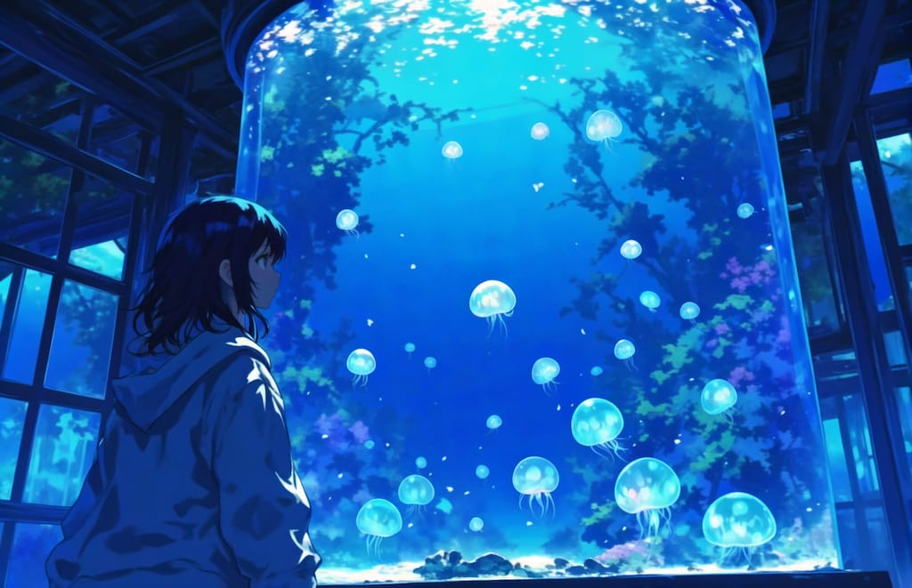 Blue light Jellyfish