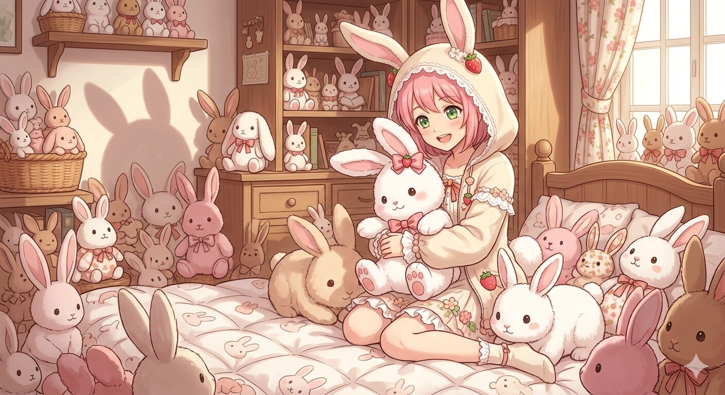うさぎのぬいぐるみだらけの部屋 | の人気AIイラスト・グラビア