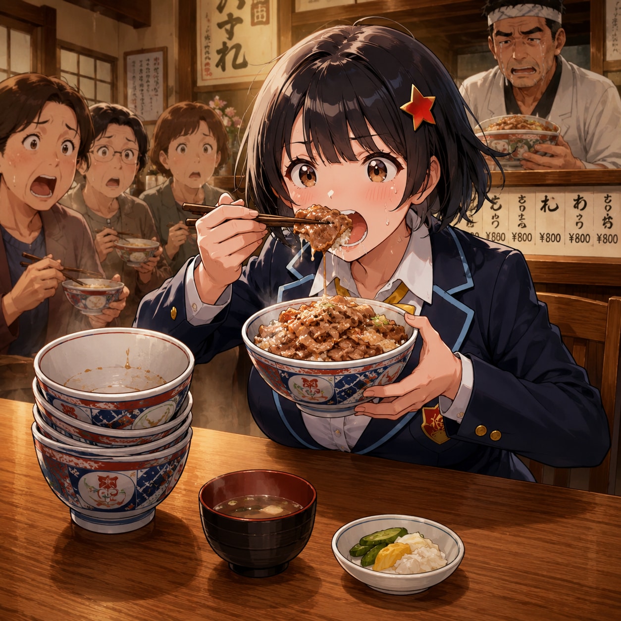 牛丼を食べる季理華ちゃん🩷 | の人気AIイラスト・グラビア