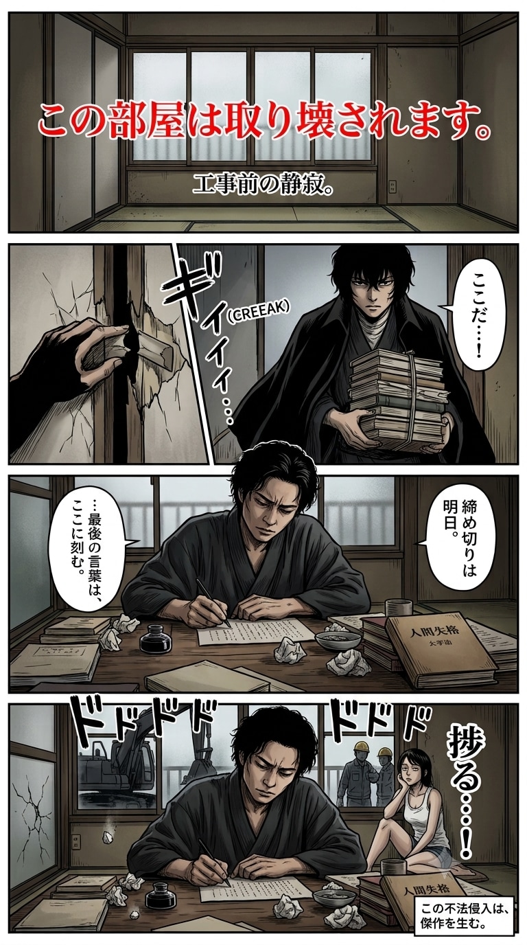 太宰治、不法侵入4コマ漫画😂