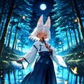 月明かりで踊る白狐ちゃん 2枚目