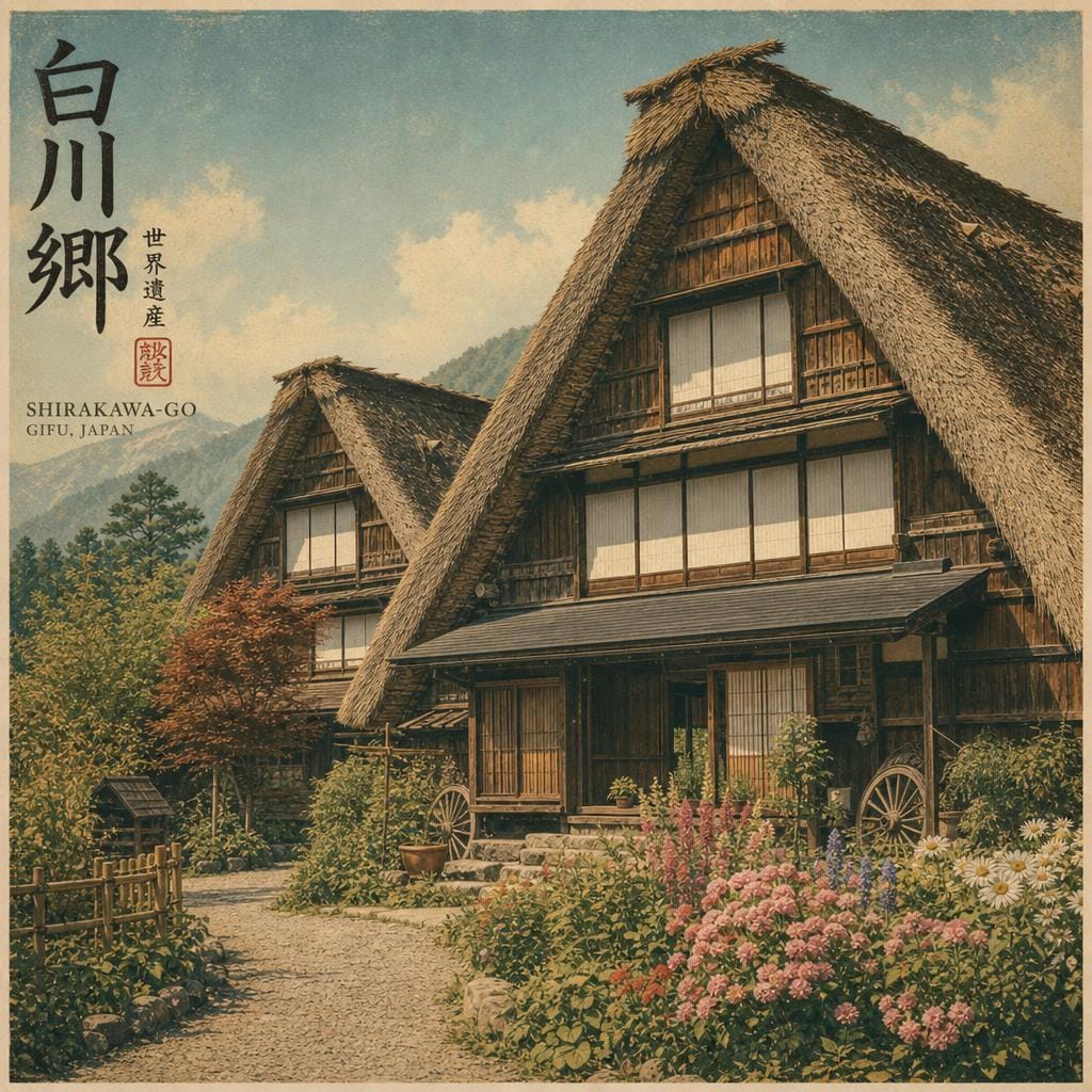 合掌集落の長い影