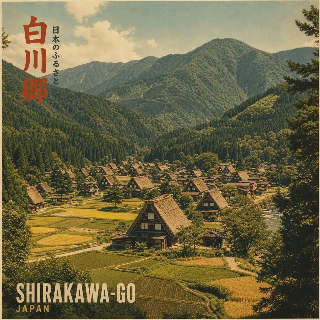 合掌集落の長い影